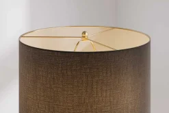 Moderne Tischlampe ELEGANCIA 70cm schwarz gold Keramik rund Stoffschirm