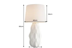 Moderne Tischlampe ELEGANCIA 65cm weiß gold Keramik weißer Leinenschirm
