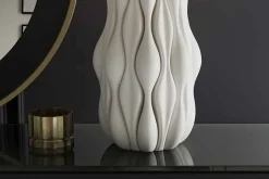 Moderne Tischlampe ELEGANCIA 65cm weiß gold Keramik weißer Leinenschirm