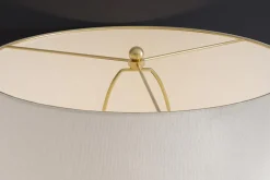 Moderne Tischlampe ELEGANCIA 65cm weiß gold Keramik weißer Leinenschirm