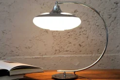 Moderne Tischlampe LUNA LOGO 45cm silber verchromt Tischleuchte