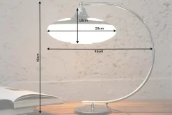Moderne Tischlampe LUNA LOGO 45cm silber verchromt Tischleuchte