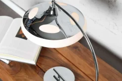 Moderne Tischlampe LUNA LOGO 45cm silber verchromt Tischleuchte