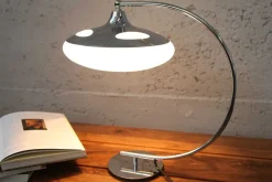 Moderne Tischlampe LUNA LOGO 45cm silber verchromt Tischleuchte