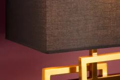 Moderne Tischleuchte ATLANTIS 56cm gold Stoffschirm schwarz Marmor Lampe