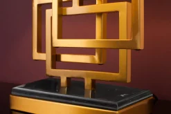 Moderne Tischleuchte ATLANTIS 56cm gold Stoffschirm schwarz Marmor Lampe