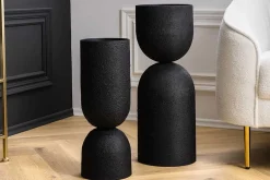 Moderne Vase SANDGLASS L 55cm schwarz Eisen handmade beidseitig nutzbar