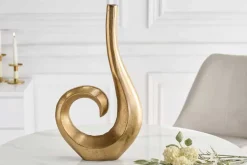 Moderne Vase WAVE 47cm gold Aluminium poliert Dekoration