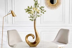 Moderne Vase WAVE 47cm gold Aluminium poliert Dekoration