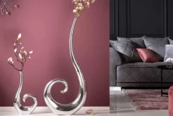 Moderne Vase WAVE 47cm silber Aluminium poliert Dekoration