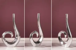Moderne Vase WAVE 47cm silber Aluminium poliert Dekoration
