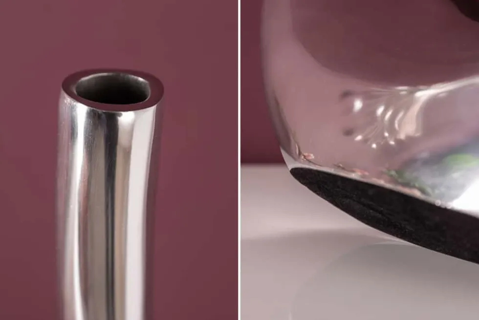 Moderne Vase WAVE 47cm silber Aluminium poliert Dekoration
