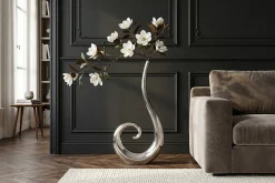 Moderne Vase WAVE XL 106cm silber Aluminium poliert Dekoration