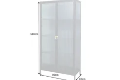 Moderne Vitrine AMSTERDAM 160cm schwarz gold Riffelglas Metall Highboard Schrank