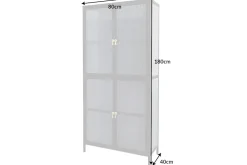 Moderne Vitrine AMSTERDAM 180cm schwarz gold Riffelglas Metall Highboard Schrank