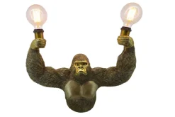 Moderne Wandlampe KING APE 50cm gold Affen-Skulptur handmade