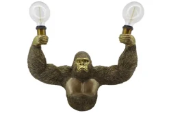 Moderne Wandlampe KING APE 50cm gold Affen-Skulptur handmade