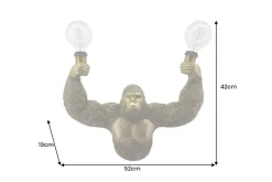 Moderne Wandlampe KING APE 50cm gold Affen-Skulptur handmade