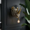Moderne Wandlampe RHINO 40cm gold Nashorn-Skulptur handmade