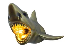 Moderne Wandlampe SHARK 40cm gold Hai-Skulptur handmade