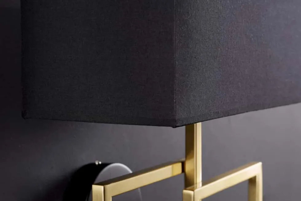 Moderne Wandleuchte ATLANTIS 44cm gold Stoffschirm schwarz Lampe