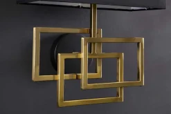 Moderne Wandleuchte ATLANTIS 44cm gold Stoffschirm schwarz Lampe