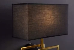 Moderne Wandleuchte ATLANTIS 44cm gold Stoffschirm schwarz Lampe