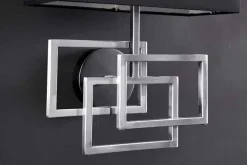 Moderne Wandleuchte ATLANTIS 44cm silber Stoffschirm schwarz Lampe