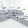Moderne Wohnlandschaft KENT 220cm anthrazit Ecksofa Federkern inkl. Hocker und Kissen