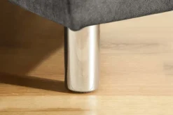 Moderne Wohnlandschaft KENT 220cm grau Samt Ecksofa Federkern inkl. Hocker und Kissen