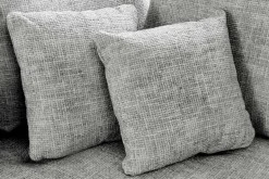 Moderne Wohnlandschaft KENT 220cm grau Strickstoff Ecksofa inkl. Hocker und Kissen