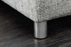 Moderne Wohnlandschaft KENT 220cm grau Strickstoff Ecksofa inkl. Hocker und Kissen