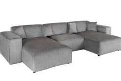 Moderne XXL Wohnlandschaft SIGNATUR 370cm grau Chenille Cremona U-Form Sofa inkl. Kissen