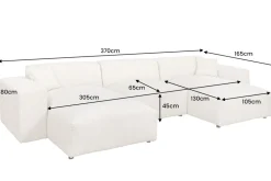 Moderne XXL Wohnlandschaft SIGNATUR 370cm grau Chenille Cremona U-Form Sofa inkl. Kissen