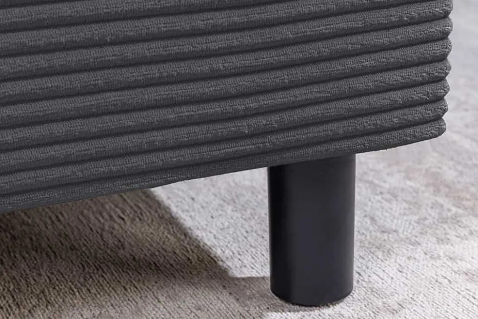 Moderne XXL Wohnlandschaft KENT 305cm anthrazit Cord Bigsofa inkl. Hocker Federkern