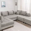 Moderne XXL Wohnlandschaft KENT 305cm greige Cord Bigsofa inkl. Hocker Federkern
