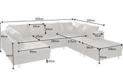 Moderne XXL Wohnlandschaft KENT 305cm taupe Federkern Bigsofa inkl. Hocker