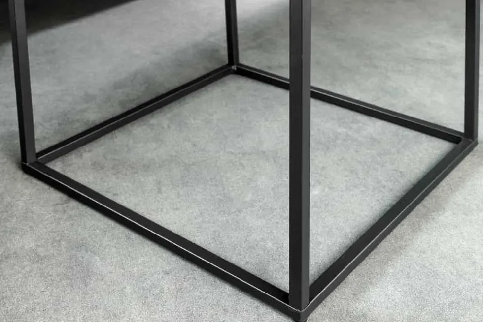 Moderner Beistelltisch ARCHITECTURE 45cm weiß Marmor-Design Metallgestell