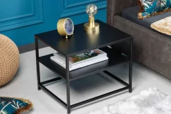 Moderner Beistelltisch DURA STEEL 50cm schwarz Metall mit Ablagefach