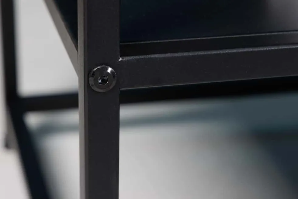 Moderner Beistelltisch DURA STEEL 50cm schwarz Metall mit Ablagefach
