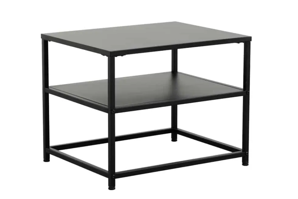 Moderner Beistelltisch DURA STEEL 50cm schwarz Metall mit Ablagefach