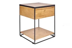 Moderner Beistelltisch SCORPION 50cm Wildeichen-Design Metall Nachttisch mit Schublade