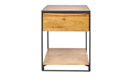 Moderner Beistelltisch SCORPION 50cm Wildeichen-Design Metall Nachttisch mit Schublade