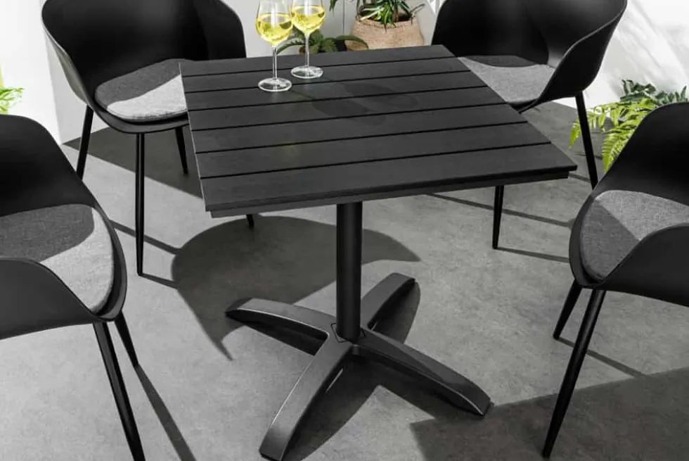 Moderner Bistrotisch DESIGNO 70cm schwarz Aluminium wetterfest Outdoor Gartentisch