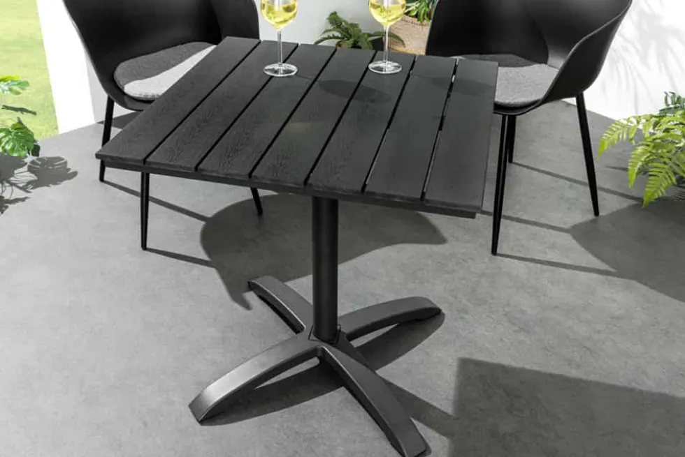 Moderner Bistrotisch DESIGNO 70cm schwarz Aluminium wetterfest Outdoor Gartentisch