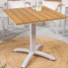 Moderner Bistrotisch DESIGNO 70cm natur greige Aluminium wetterfest Gartentisch