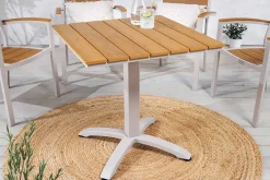 Moderner Bistrotisch DESIGNO 70cm natur greige Aluminium wetterfest Gartentisch