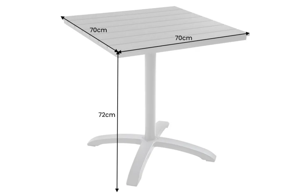 Moderner Bistrotisch DESIGNO 70cm natur greige Aluminium wetterfest Gartentisch