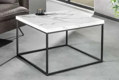 Moderner Couchtisch ARCHITECTURE 60cm weiß Marmor-Design Metallgestell