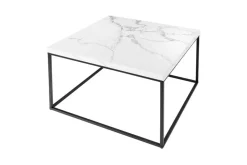 Moderner Couchtisch ARCHITECTURE 60cm weiß Marmor-Design Metallgestell